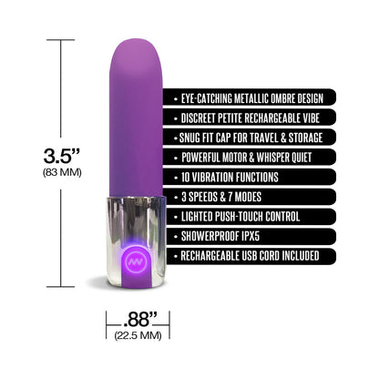Global Novelties Nixie Smooch Rechargeable Lipstick Vibrator - Purple Ombre