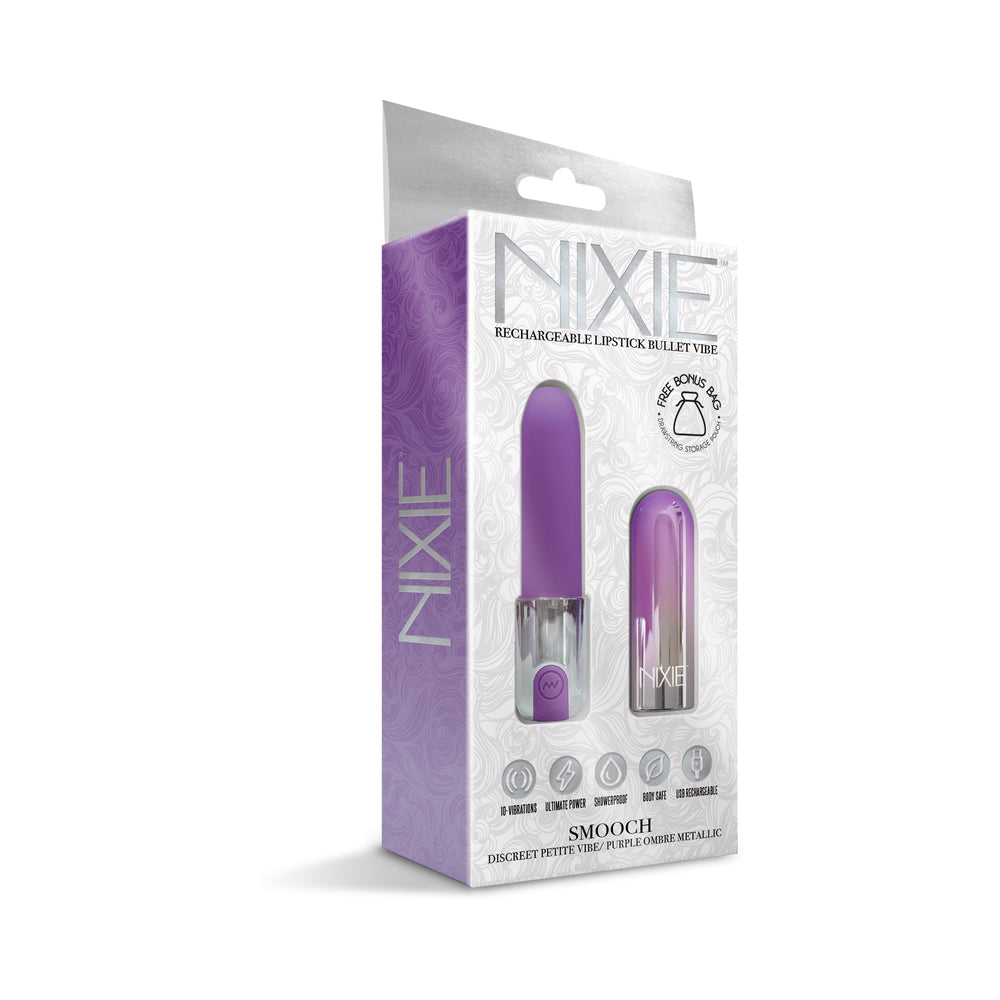 Global Novelties Nixie Smooch Rechargeable Lipstick Vibrator - Purple Ombre