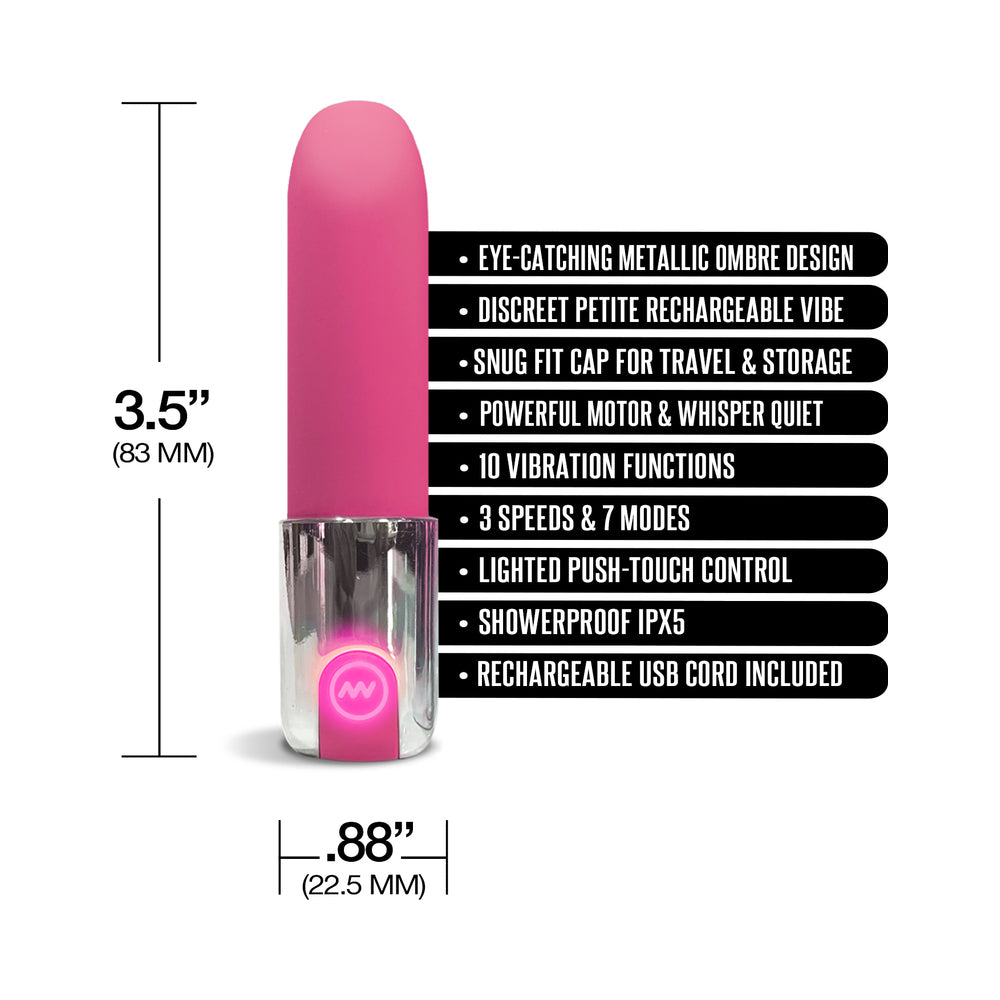 Nixie Smooch Rechargeable Lipstick Bullet Vibrator – Pink Ombre