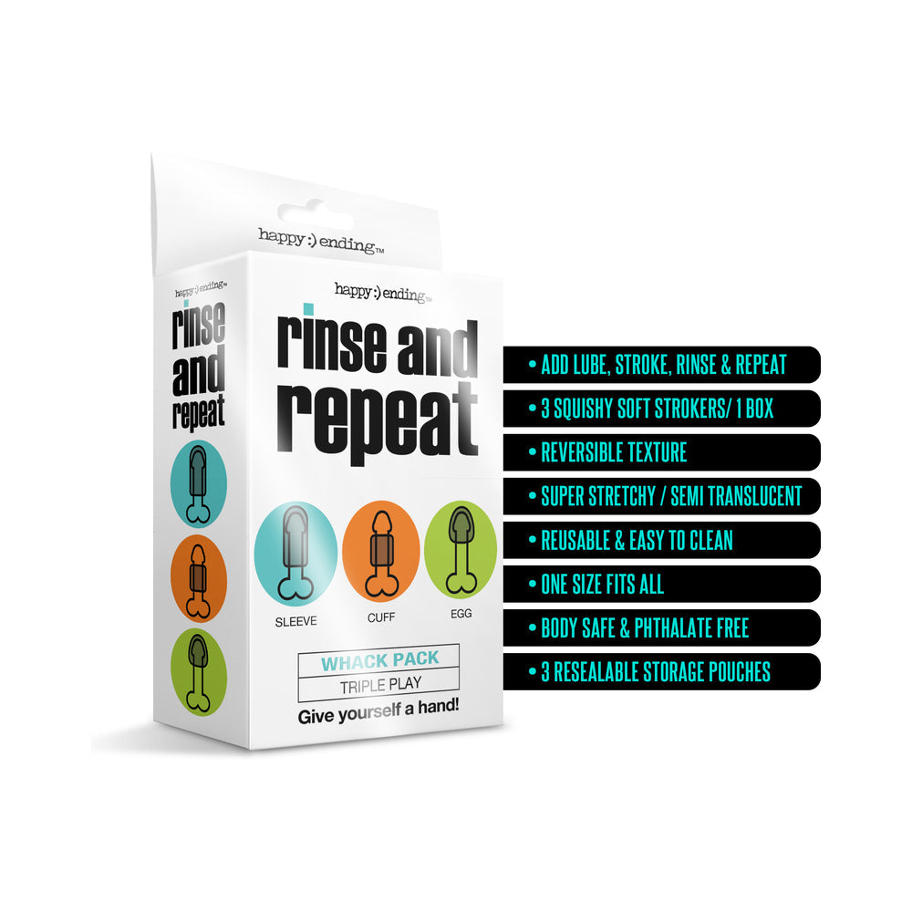 Happy Ending Rinse and Repeat Whack Pack Triple Play – Pocket Strokers – White