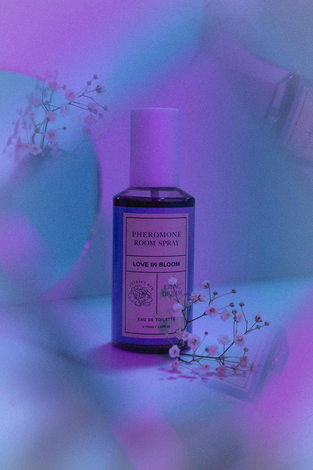 Eye of Love Bloom Attract Him Pheromone Room Spray - Deodorizing Mist with Lilac Dream Scent - Light Purple
