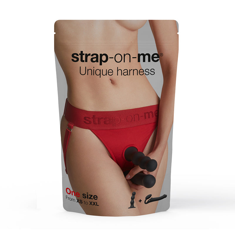 Strap-On-Me Unique Lingerie Harness with Expandable Rings - Red