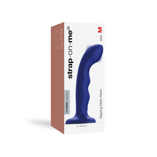 Strap-On-Me Tapping Dildo Wave - Double-Tapping Vibrating Dildo - Night Blue