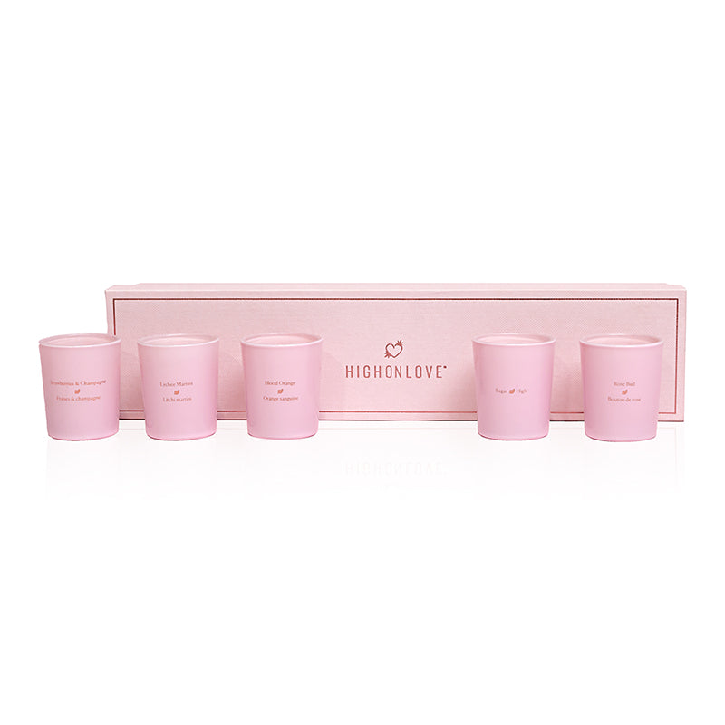 HighOnLove Mini Sensual Massage Candles Collection – Light Pink – Soy Candles with Aromatherapy