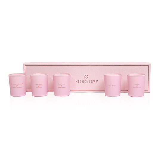 HighOnLove Mini Sensual Massage Candles Collection – Light Pink – Soy Candles with Aromatherapy
