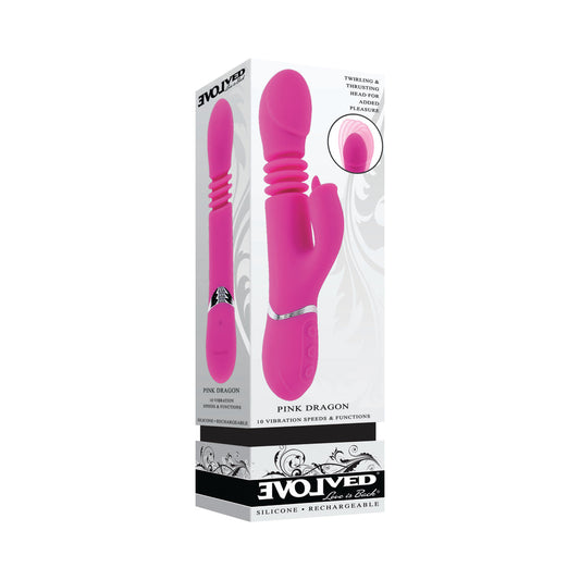 Evolved Pink Dragon Rechargeable Thrusting Dual Stimulator – Pink