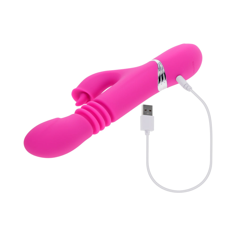 Evolved Pink Dragon Rechargeable Thrusting Dual Stimulator – Pink