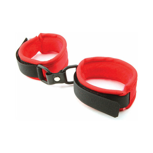 Foxtails Red Faux Fur Handcuffs – Adjustable Design