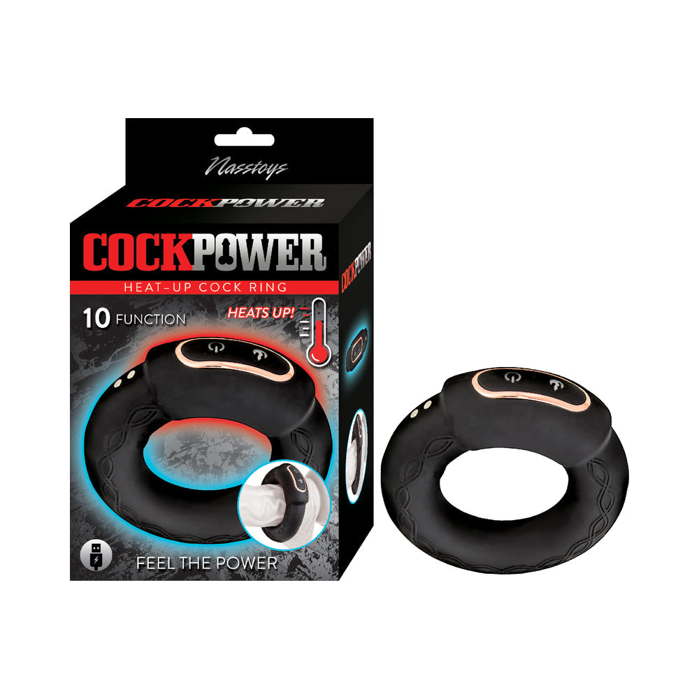 Nasstoys Cock Power Heat-Up Cock Ring – Black – USB Rechargeable with 10 Vibrating Functions