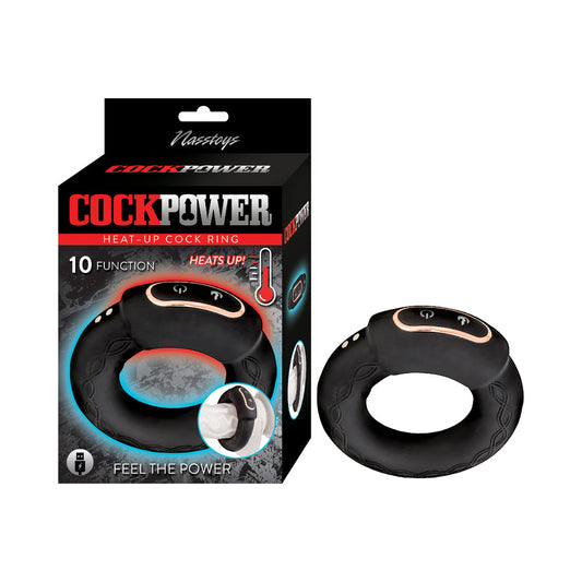 Nasstoys Cock Power Heat-Up Cock Ring – Black – USB Rechargeable with 10 Vibrating Functions