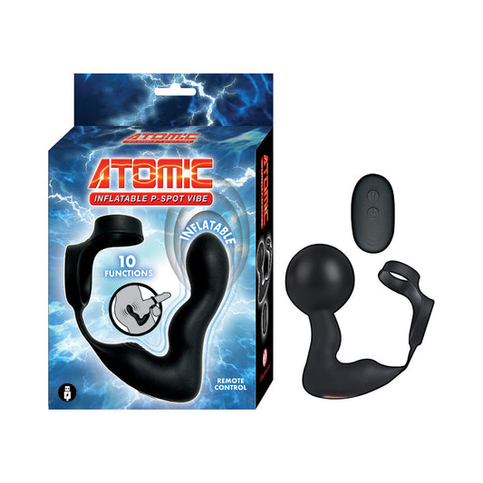 Nasstoys Atomic Inflatable P-Spot Vibe – Black – USB Rechargeable with Remote Control