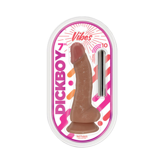 Dickboy Vibes 7 in. Dildo with Rechargeable Bullet – Caramel