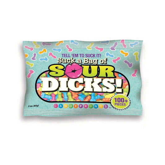 Little Genie Suck A Bag Of Sour Dicks! – 3 oz. Blue Fruit-Flavored Candy