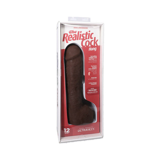 Doc Johnson Realistic Cock 12 in. ULTRASKYN Dildo with Suction Cup - Chocolate