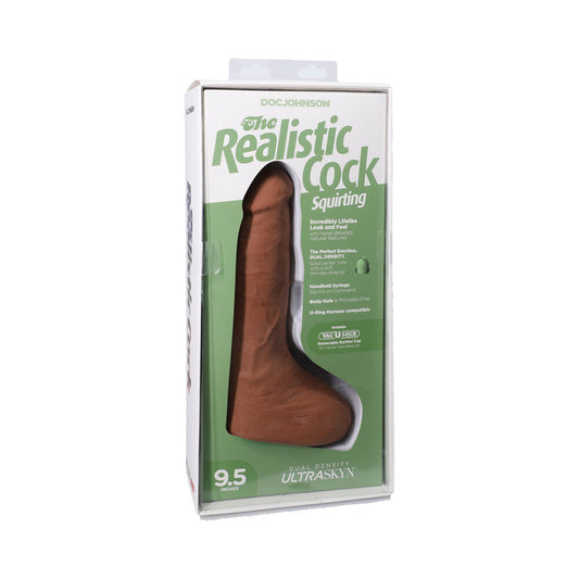 Doc Johnson Realistic Cock Squirting 9.5 in. Dildo with Suction Cup Base – Tan