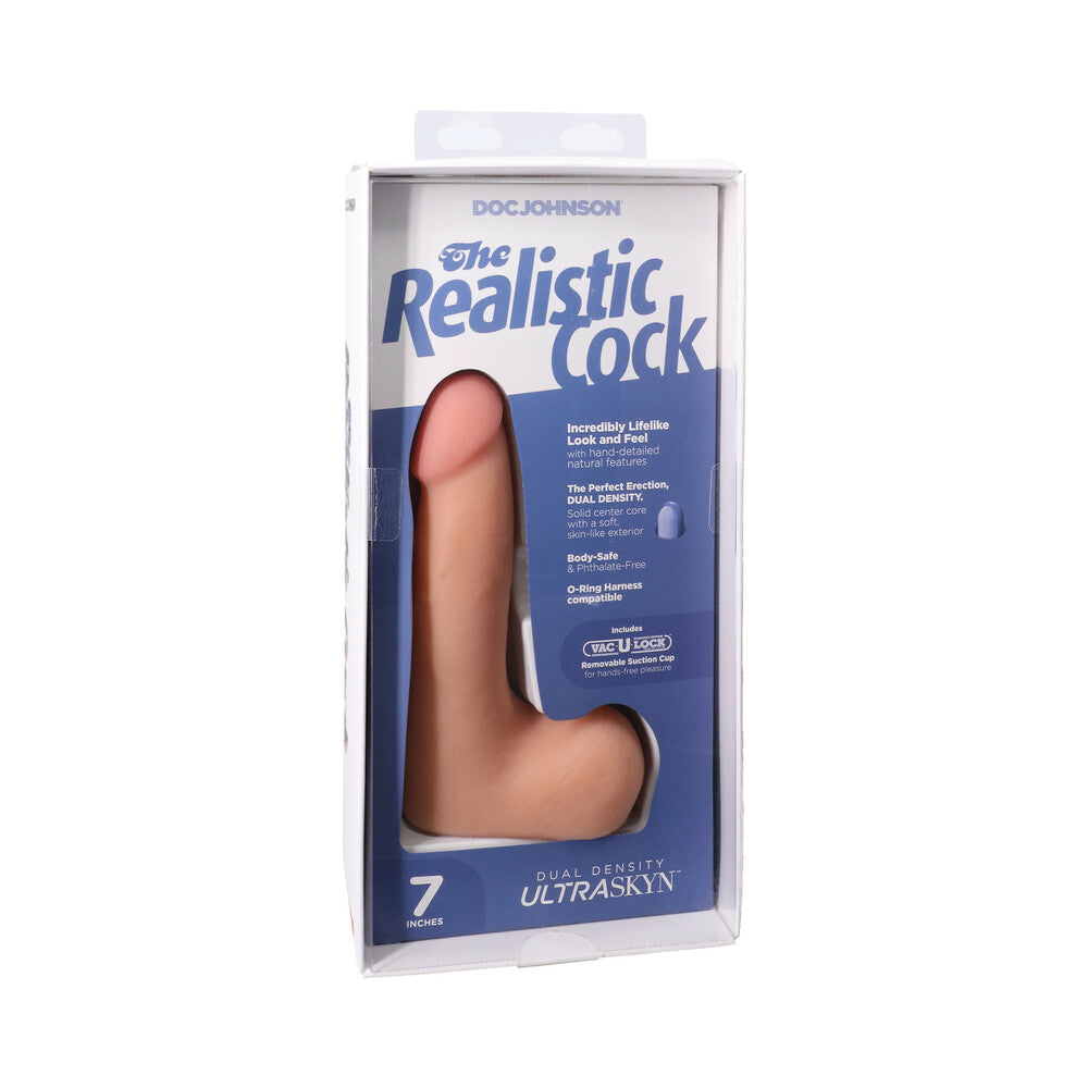 Doc Johnson Realistic Cock 7 in. Vac-U-Lock Dildo with Balls - Vanilla
