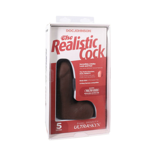 Doc Johnson Realistic Cock 5 in. ULTRASKYN Dildo with Suction Cup – Chocolate