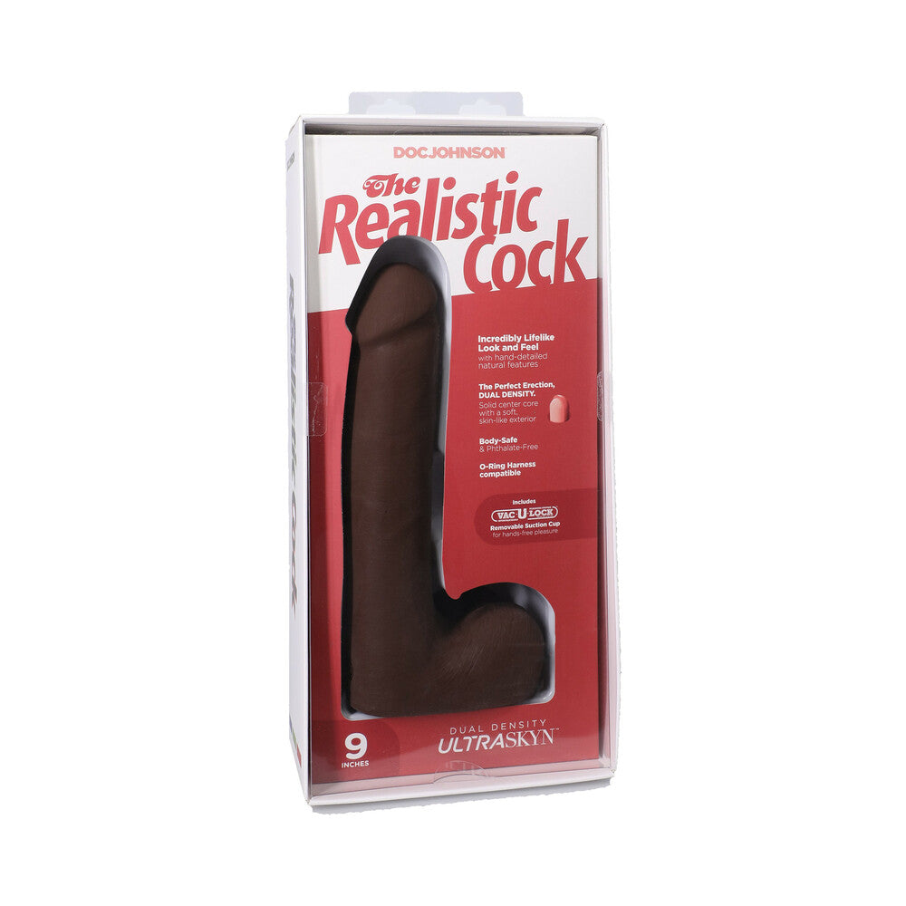 Doc Johnson Realistic Cock 9 in. Dildo with Balls – Chocolate