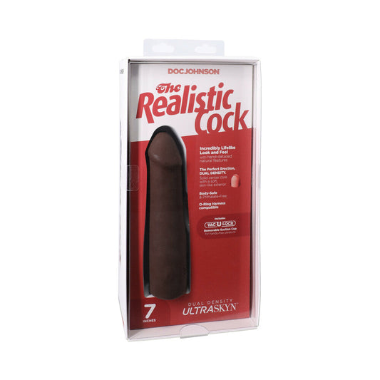 Doc Johnson Realistic Cock 7 in. Dildo with Suction Cup Base – Chocolate