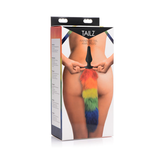 XR Brands Rainbow Tail Silicone Butt Plug – Tapered Design, 17 in. Total Length