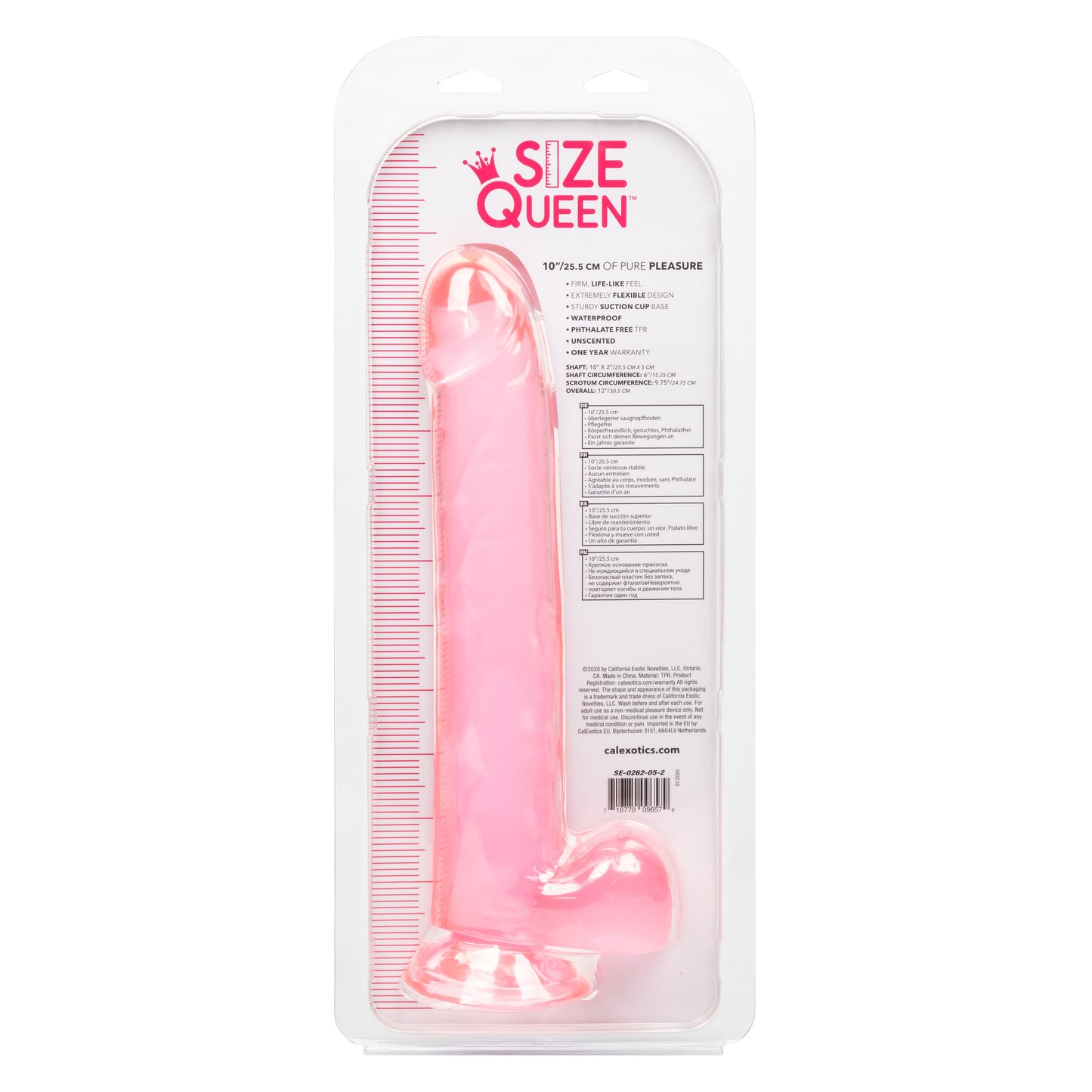 CalExotics Size Queen 10-Inch Dildo with Suction Cup Base - Pink