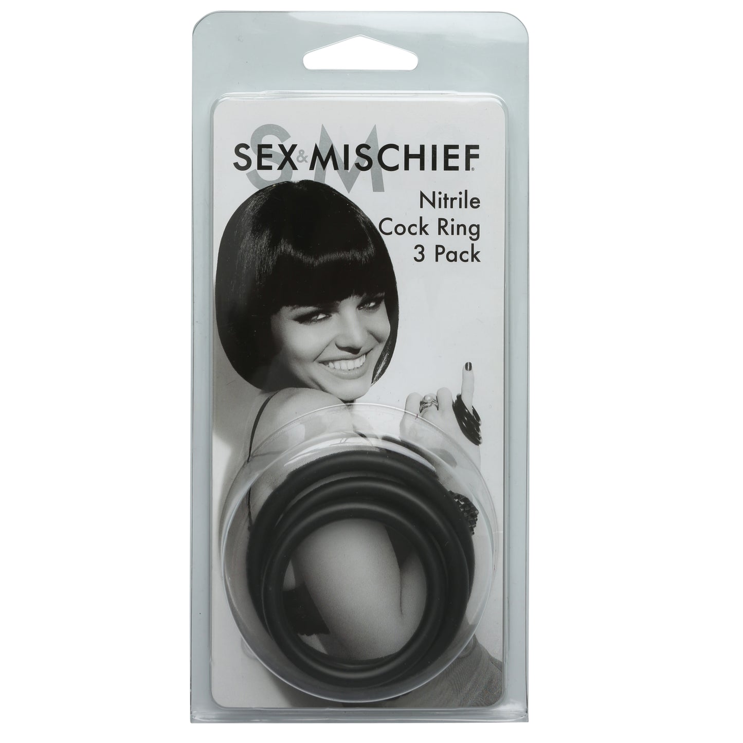 Sex and Mischief Nitrile Cock Rings 3 Pack – Black – 3 Sizes