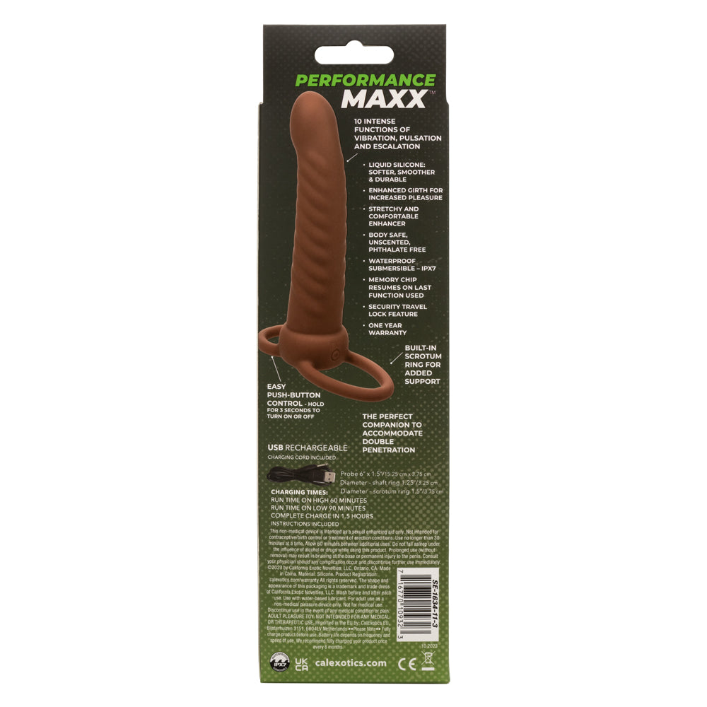CalExotics Performance Maxx Rechargeable Ribbed Dual Penetrator – Brown