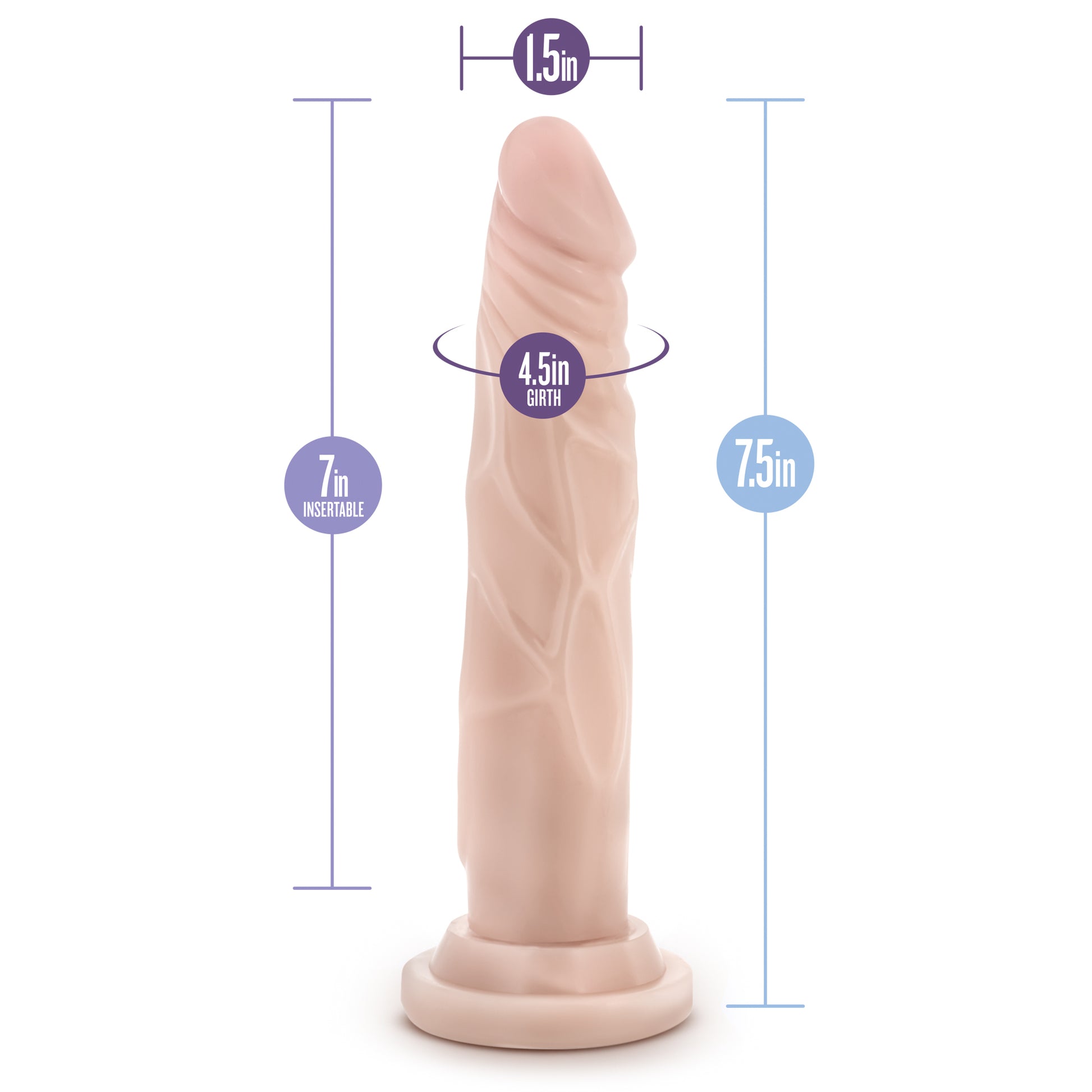 Dr. Skin Realistic Cock Basic 7.5 Dildo with Suction Cup Base - Beige