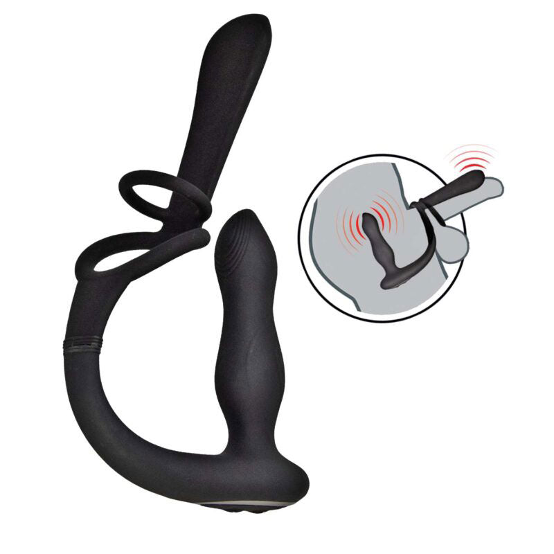 Nasstoys Enhancer Vibro Plug and Penis Sheath - Black - Dual Motor, 7 Vibration Functions