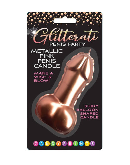 Little Genie Pink Foil Penis Balloon Candle - 4 inches Tall