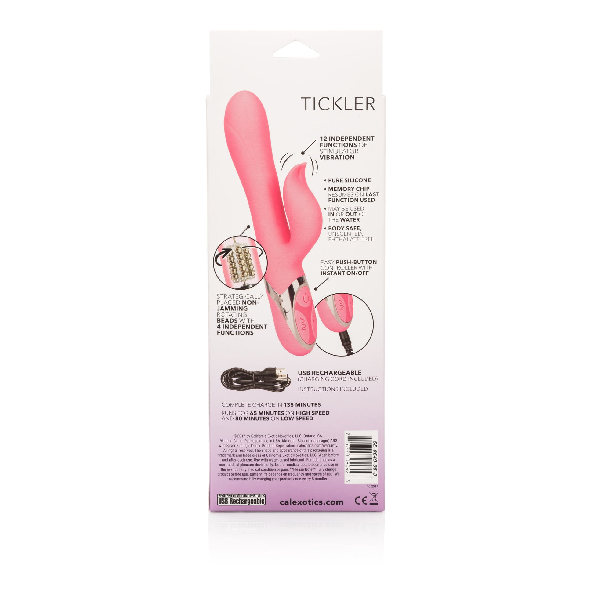 CalExotics Enchanted Tickler Multi-Function Vibrator with Rotating Beads - Pink
