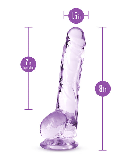 Blush Naturally Yours 8 Inch Crystalline Dildo - Purple - Life-like Design with Suction Cup Base