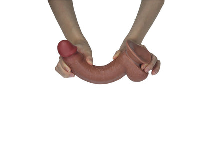 Real Skin 9" Dual Layer Dildo - Light Brown - Realistic and Bendable