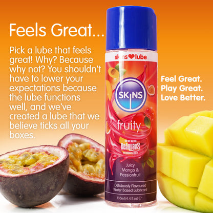 Skins Fruity Water-Based Lubricant – Juicy Mango & Passion Fruit – 4.4oz