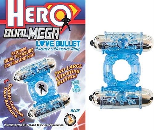 Nasstoys Hero Dual Mega Love Bullet Cock Ring – Blue