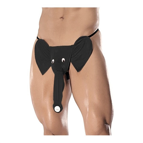 Male Power Squeaker Elephant G-String - Functional Squeaker - Black