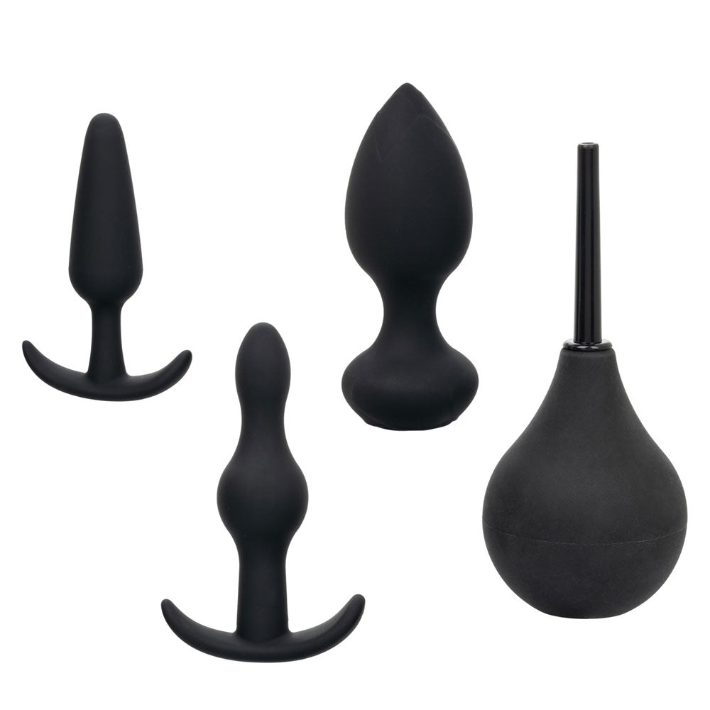 CalExotics Pleasure Kits Anal Explorer Collection - Black - 4-Piece Set with Rechargeable Probe