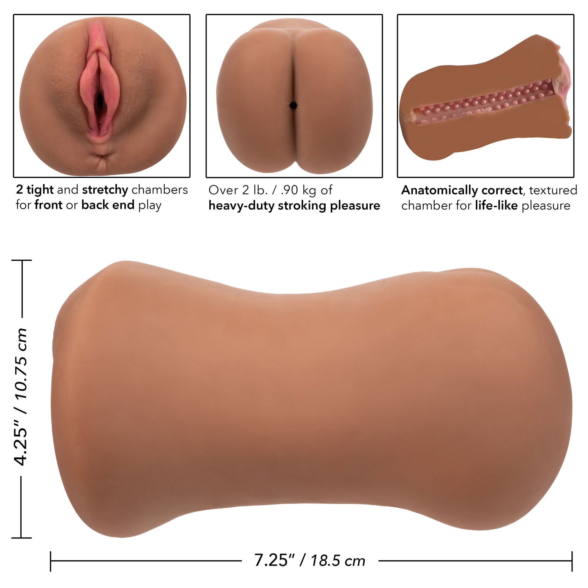 CalExotics Stroke It Dual Entry Pussy and Ass Stroker – Brown