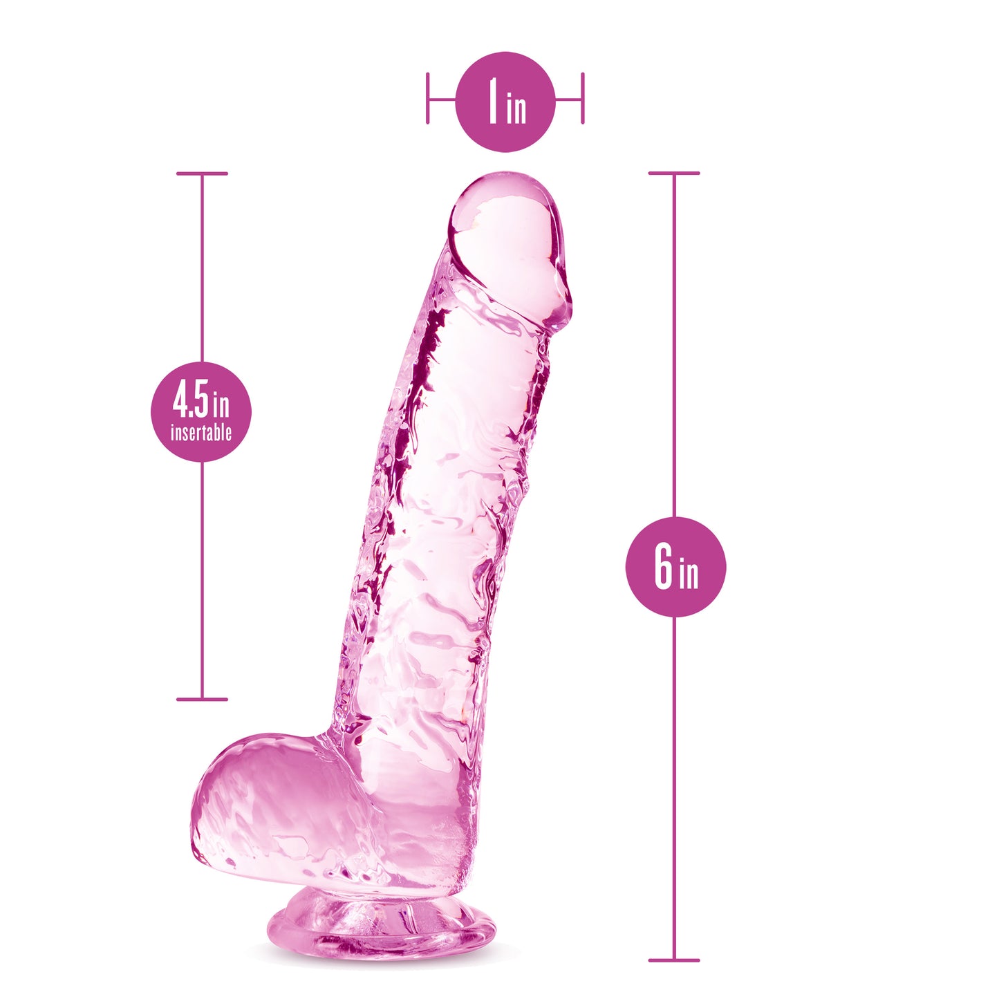 Blush Naturally Yours 6 Inch Crystalline Dildo - Pink - Life-like Feel with Suction Cup Base