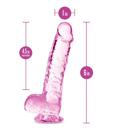 Blush Naturally Yours 6 Inch Crystalline Dildo - Pink - Life-like Feel with Suction Cup Base