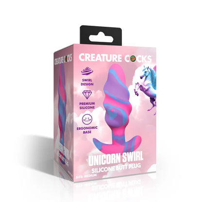 Unicorn Swirl Silicone Butt Plug – Medium – Multi-Color