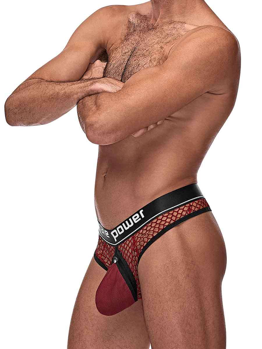 Male Power Cock Pit Net Cock Ring Thong – Burgundy – Size S/M