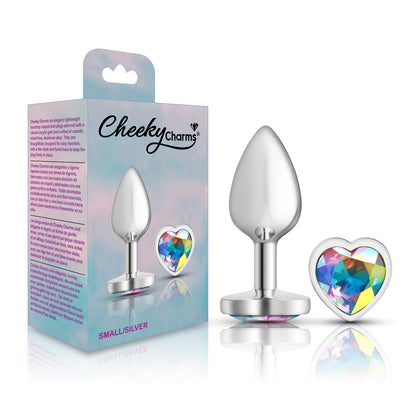 Cheeky Charms Clear Iridescent Heart Gem Small Metal Anal Plug