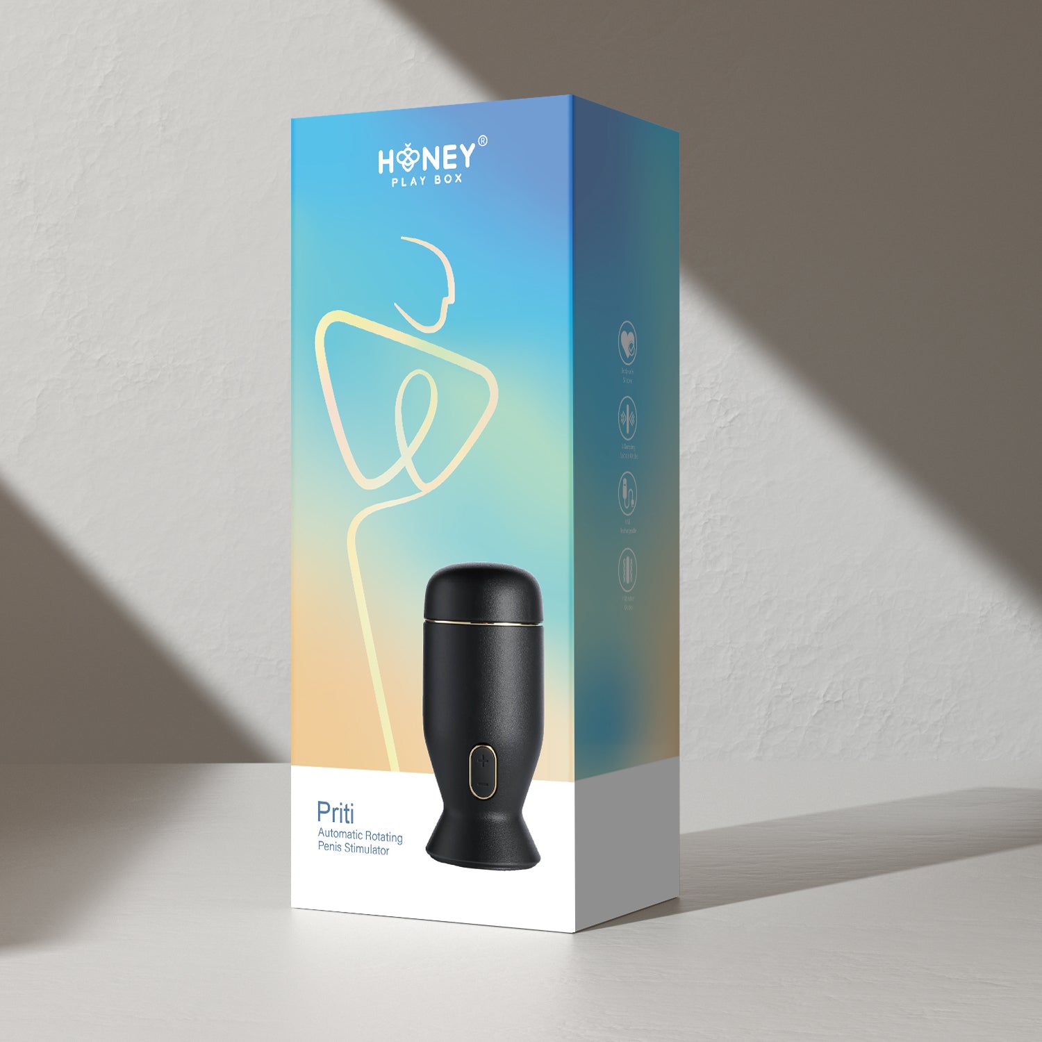 Priti Automatic Rotating Penis Stimulator - Black - 7 Rotating Patterns