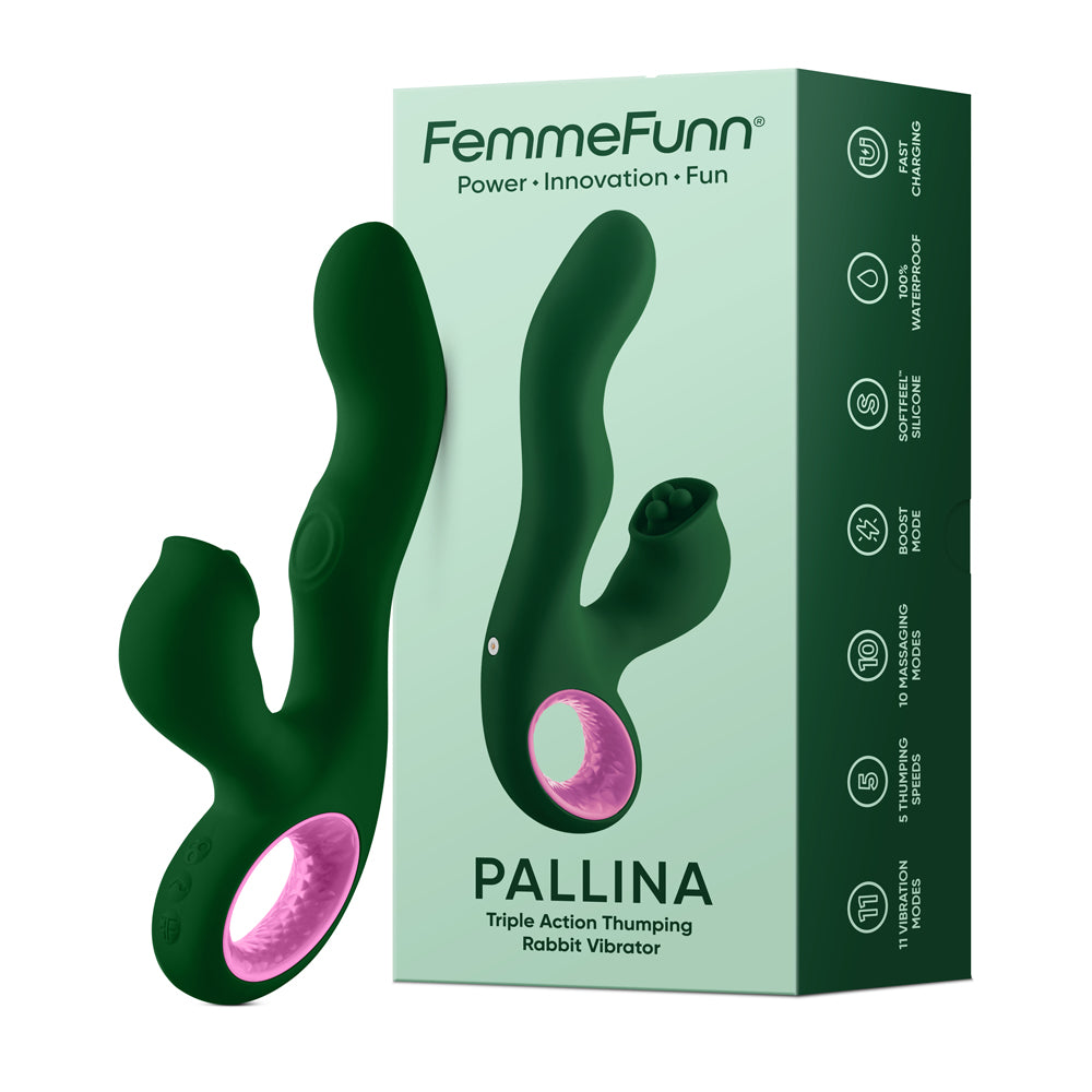 Pallina Triple-Action Rabbit Vibrator - Green with Multi-Function and Waterproof Features