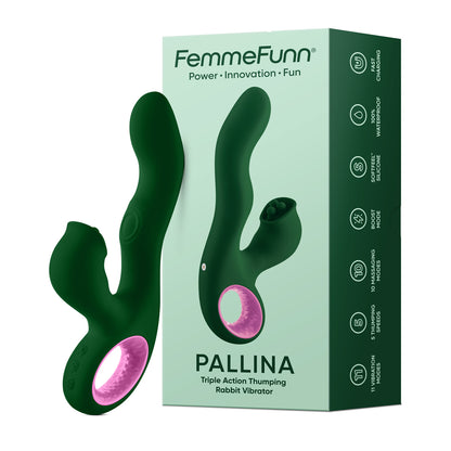 Pallina Triple-Action Rabbit Vibrator - Green with Multi-Function and Waterproof Features
