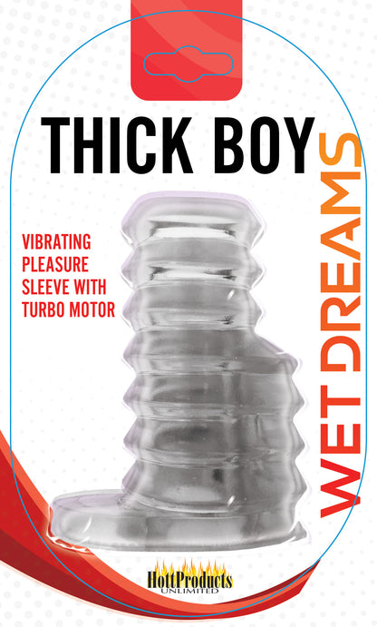 Hott Products Thick Boy Turbo Sleeve - Vibrating Male Sleeve - Clear