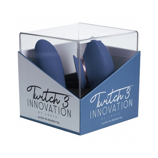Shots Twitch 3 Silicone Rechargeable Vibrator & Suction - Blue/Grey