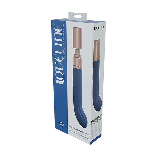 LoveLine Traveler G-Spot Silicone Vibrator with 10 Vibration Modes – Blue/Grey