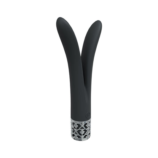 Royal Gems Dueling Queens Silicone Rechargeable Vibrator – Black